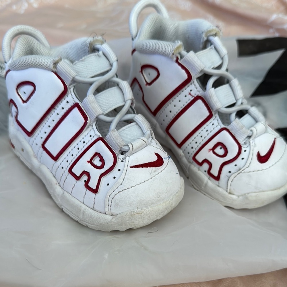 Nike Kids White Sneakers with Red Accents